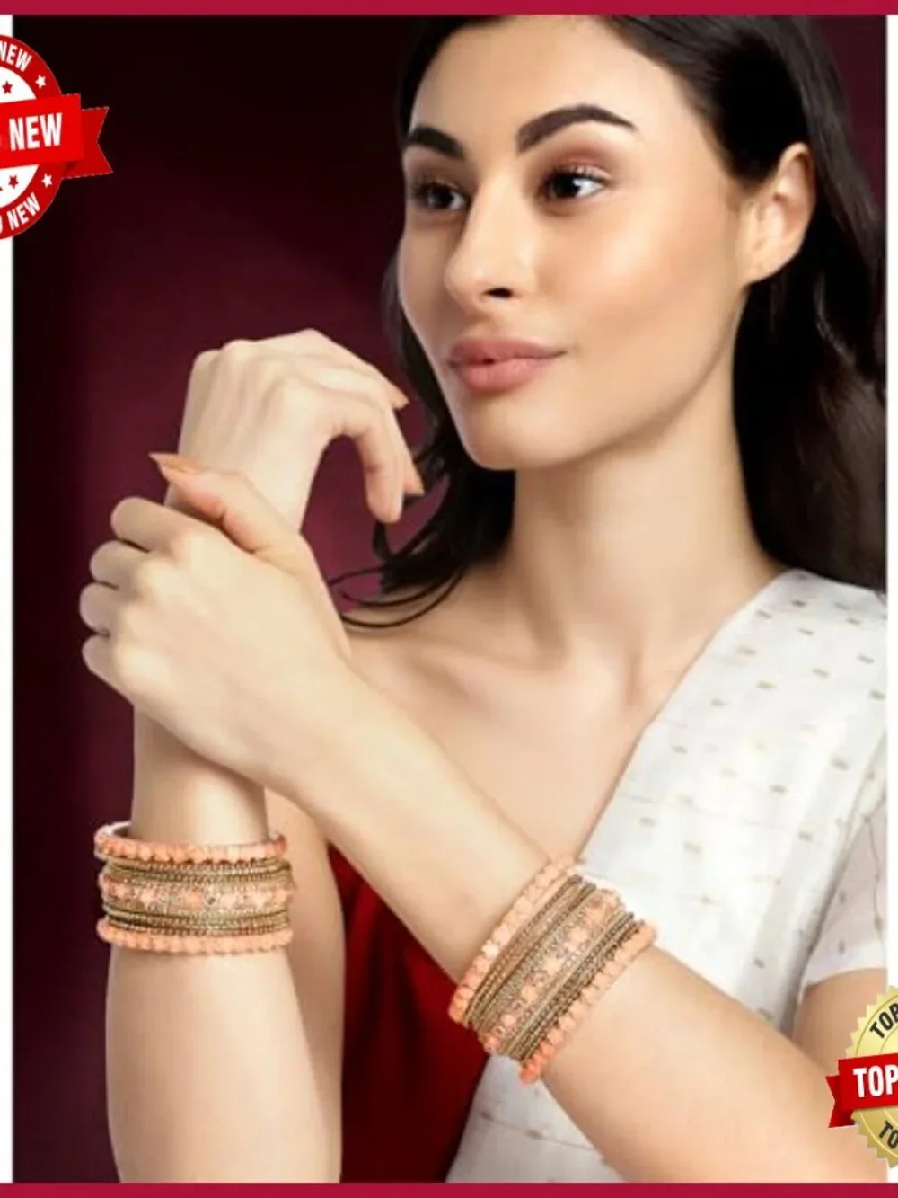 Indian Wedding Bangle Set Stone Studded Chura Jewelry Gift for Women